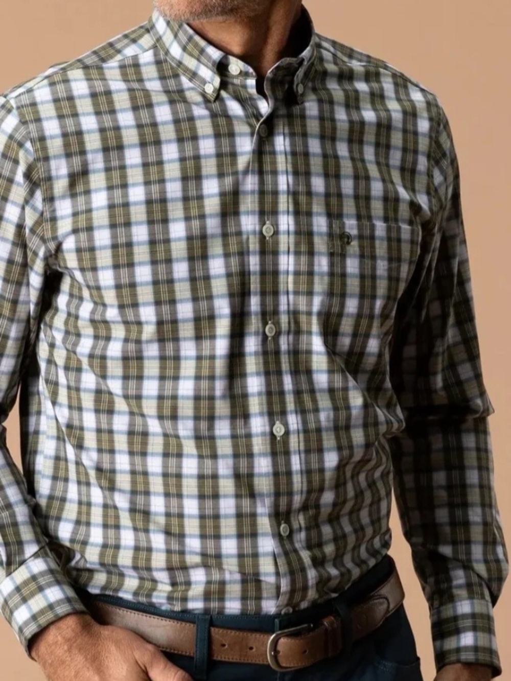 NWT Duck Head Dark Olive Aldridge Plaid Button-Down Shirt
